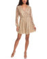 Anna Kay Crimped Lurex Mini Dress Women's Beige L - фото #1