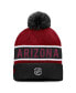 Фото #2 товара Men's Black, Garnet Arizona Coyotes Authentic Pro Rink Cuffed Knit Hat with Pom