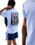 Obey unisex weapon of peace graphic t-shirt in blue BLAU, M - фото #3