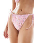 ASOS DESIGN Angie tie side bikini bottom in gingham floral Rosa Blümchenmuster, 32 - фото #2