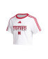 Women's White Nebraska Huskers Three-Stripes Cropped T-shirt