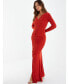 Фото #2 товара Women's Maxi Dress With Long Sleeves And Ruching Detail