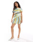 ASOS DESIGN one shoulder satin mini dress in multi stripe