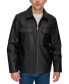 Men's Faux-Leather Zip Utility Shirt Jacket