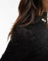 Фото #3 товара Topshop textured long sleeve high neck top in black