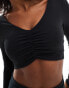 Фото #3 товара ASOS 4505 ruched front long sleeve active top in black