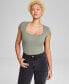 Women's Double-Layered Ribbed Square-Neck Bodysuit, Created for Macy's