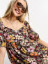 Фото #7 товара Miss Selfridge babydoll smock dress in retro tropical print