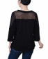 Petite 3/4 Sleeve Top with Neckline Cutouts and Stones