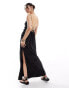 Abercrombie & Fitch satin maxi dress with jaquard print in black Черный, XS - EU 36 - фото #3