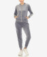 Women's Faux Leather Stripe Velour 2 Piece Tracksuit Set