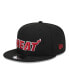 Men's Black Miami Heat Side Logo 9fifty Snapback Hat