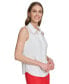 Фото #3 товара Women's Mixed-Media Button-Front Sleeveless Top