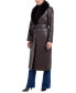 Фото #3 товара Women's Faux-Fur-Trim Faux-Leather Trench Coat