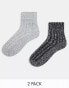 ASOS DESIGN 2 pack lounge socks in mix knit