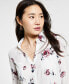Фото #3 товара Juniors' Floral-Print Collared Shirt