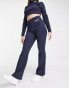 adidas Originals 'Retro Luxury' ribbed flared pant in deep navy