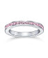 ფოტო #3 პროდუქტის Cubic Zirconia Thin Stackable CZ Channel Set Eternity Band Ring Sterling Silver 3MM