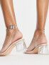 Фото #2 товара Public Desire Wide Fit Afternoon mid clear heeled sandals