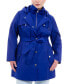 Фото #1 товара Plus Size Hooded Belted Zip-Front Raincoat