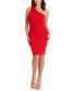 ფოტო #5 პროდუქტის Women's Rosette-Trim One-Shoulder Ribbed Dress