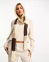 Фото #1 товара My Accessories London crochet skinny scarf in brown and beige