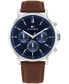 ფოტო #1 პროდუქტის Men's Multifunction Brown Leather Watch 43mm