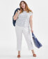 Фото #2 товара Plus Size Stripe Linen Blend Polo T-Shirt, Created for Macy's