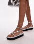 Topshop Julia premium leather minimal strappy sandals in silver