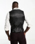 ASOS DESIGN super skinny wool mix suit waistcoat in herringbone in burgundy