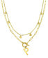 Tarnish Resistant 14K Gold-Plated Confetti and Paperclip Layered Initial Toggle Necklace