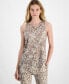 ფოტო #1 პროდუქტის Women's Animal-Print Mesh Jacquard Racerback Tank Top, Created for Macy's