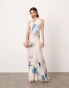 ASOS EDITION sheer statement cowl neck maxi dress in blurred floral print verschwommenes Blumenmuster, 34 - фото #1