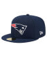 ფოტო #1 პროდუქტის Men's Navy New England Patriots Main 59FIFTY Fitted Hat