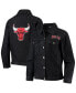 ფოტო #1 პროდუქტის Women's Black Chicago Bulls Patch Denim Button-Up Jacket