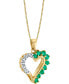 Фото #2 товара Macy's emerald (5/8 ct. t.w.) & Diamond (1/10 ct. t.w.) Heart 18" Pendant Necklace in 14k Gold