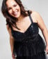 Фото #5 товара Plus Size Sequin Tiered Mesh Gown, Created for Macy's