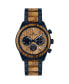 ფოტო #1 პროდუქტის Men's Eco Power Watch with Solid Stainless Steel / Wood Inlay Strap IP-Blue, Chronograph 1-2115