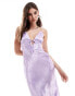 Фото #3 товара Miss Selfridge satin tie front maxi dress in lilac