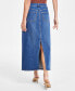 Фото #2 товара Women's Denim Slit Midi Skirt, Created for Macy's