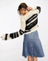 ASOS DESIGN stripe jumper in deconstructed in fluffy yarn in cream Бежевый, XS - EU 32-34 - фото #2