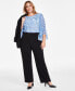 Фото #1 товара Plus Size High Rise Wide Leg Pants