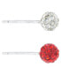 Crystal 4mm 2-Pc Set Pave Stud Earrings in Sterling Silver, Available in Black and White or Red and White