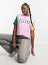 Фото #3 товара Karl Kani serif cropped t-shirt in pink and green