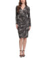 ფოტო #1 პროდუქტის Women's Printed Faux-Wrap Dress