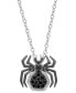 Фото #1 товара Black & White Diamond Spider Pendant Necklace (1/6 ct. t.w.) in Sterling Silver & Black Rhodium-Plate, 16" + 2" extender