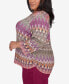 Plus Size Wine Country Women's Chevron Textured Crew Neck Top