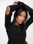 Threadbare Anikita ribbed cropped long sleeve top in black