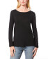 Фото #1 товара Women's Fine Gauge Boat-Neck Buttoned-Cuff Sweater