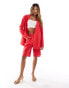 Kaiia linen look tailored shorts co-ord in red